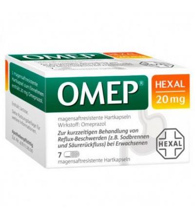 Капсулы для понижения кислотности в желудке OMEP HEXAL 20 mg magensaftresistente Hartkapseln 7 шт HEXAL