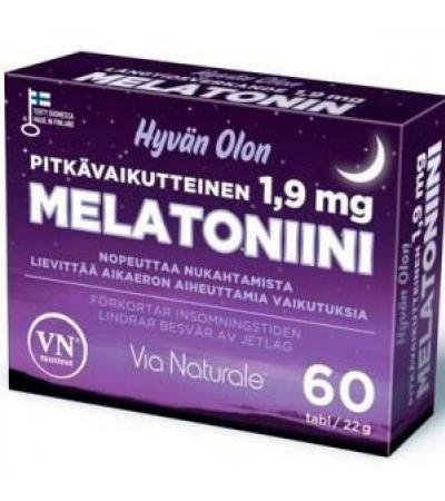 Снотворное Hyvän Olon Melatoniini 1,9 mg 60 таблеток Via Naturale