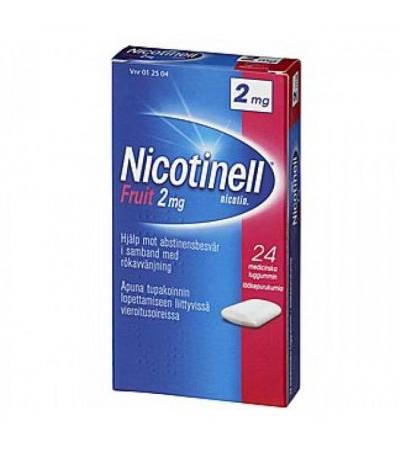 Жевательная резинка NICOTINELL FRUIT 2 MG 24 шт NICOTINELL