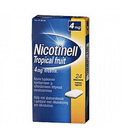 Жевательная резинка NICOTINELL TROPICAL FRUIT 4 MG 24 шт NICOTINELL